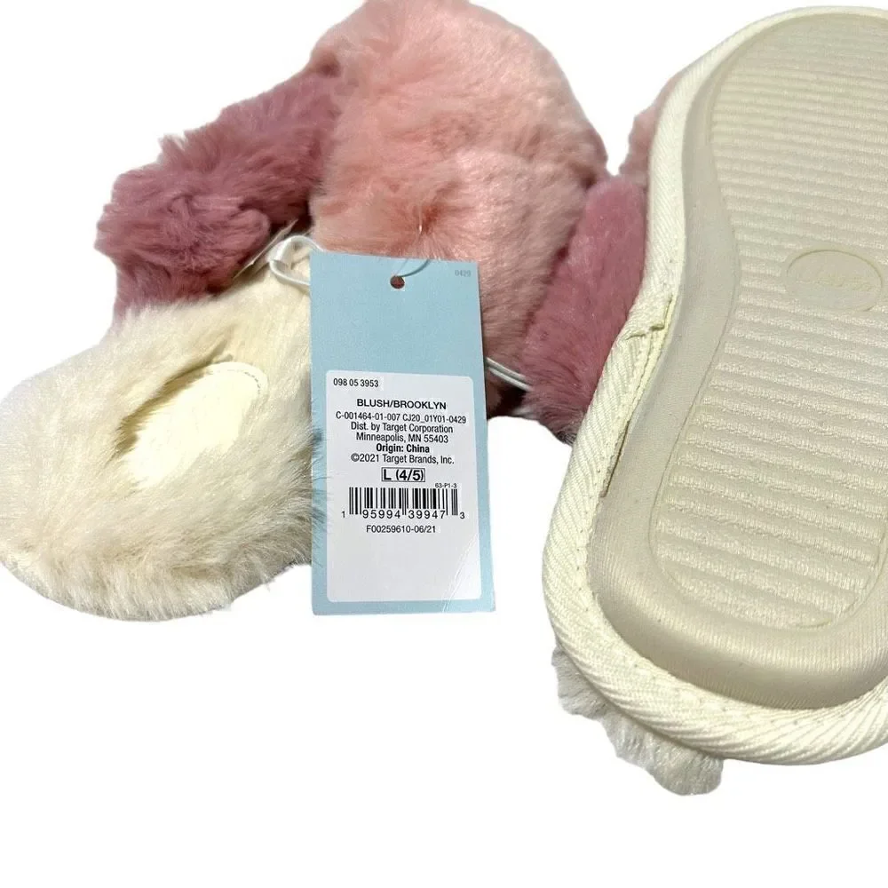 Cat & Jack Kid’s Crossband Fuzzy Slippers Size Large (4/5)